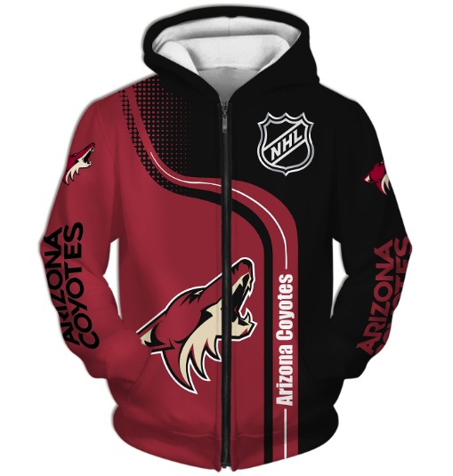 Arizona Coyotes Half Color 3D Printed Zipper Hoodie Jacket