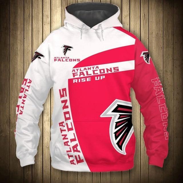 Atlanta Falcons White Hood 3D Pullover Hoodie