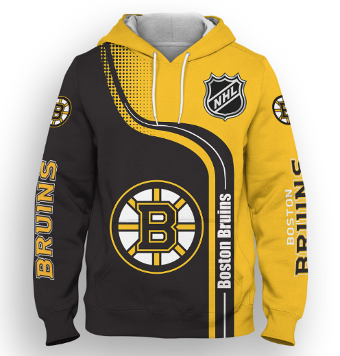 Boston Bruins Half Color 3D Printed Pullover Hoodie