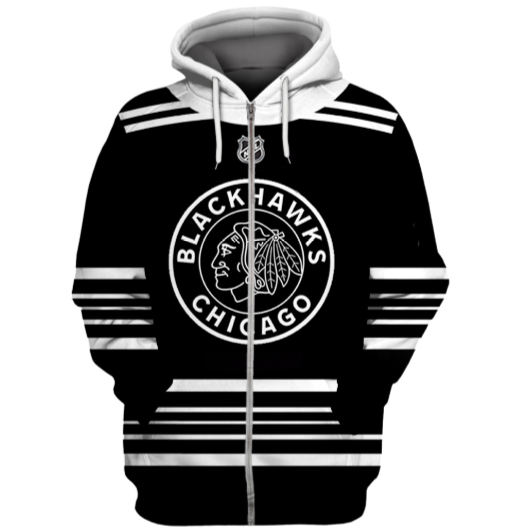 Chicago Blackhawks Symbol 3D Zipper Hoodie Jacket