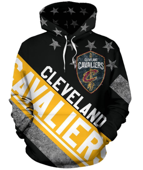 Cleveland Cavaliers Stripe With Stars 3D Printed Pullover Hoodie