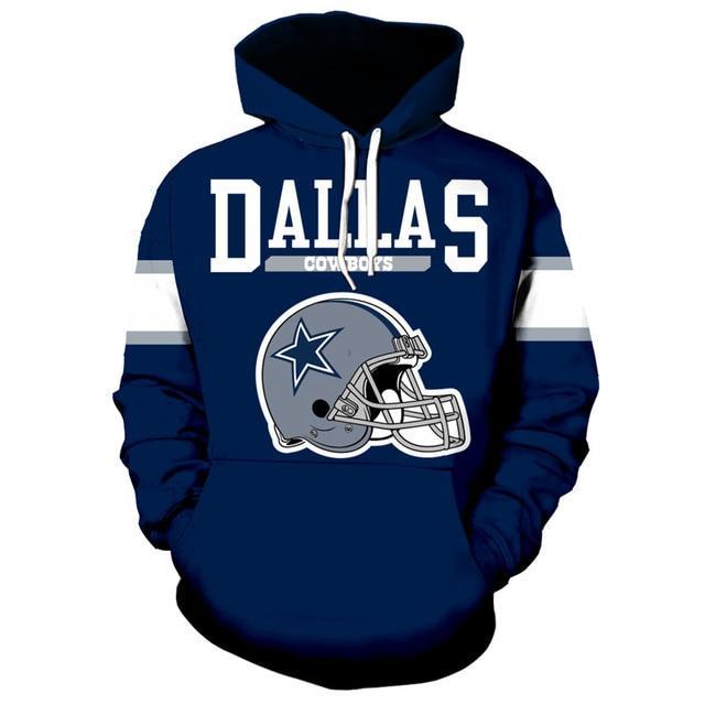 Dallas Cowboys Helmet With Team Name 3D Printed Pullover Hoodie