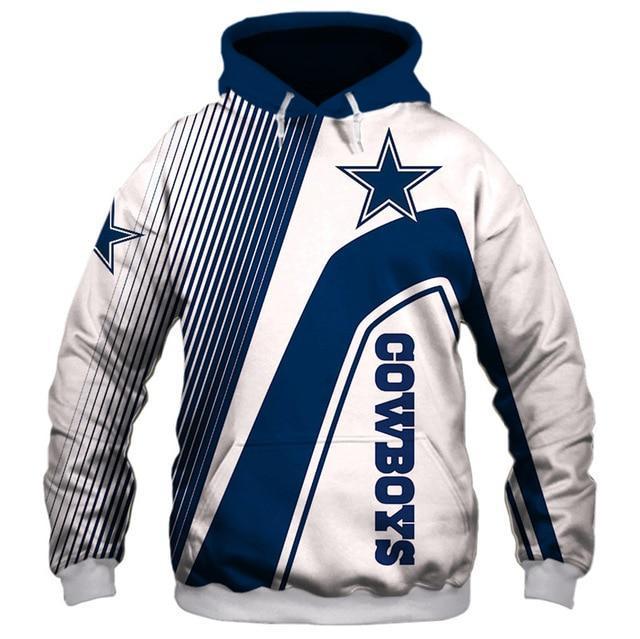 Dallas Cowboys Hooded Matching Stripe 3D Pullover Hoodie