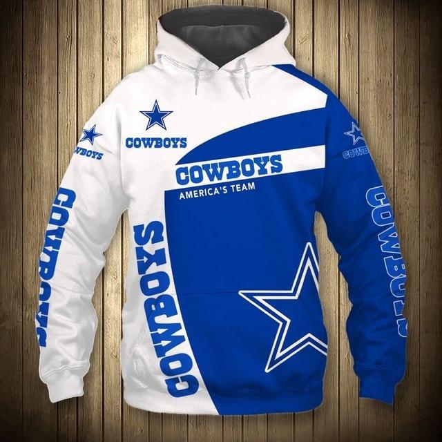 Dallas Cowboys White Hood 3D Pullover Hoodie