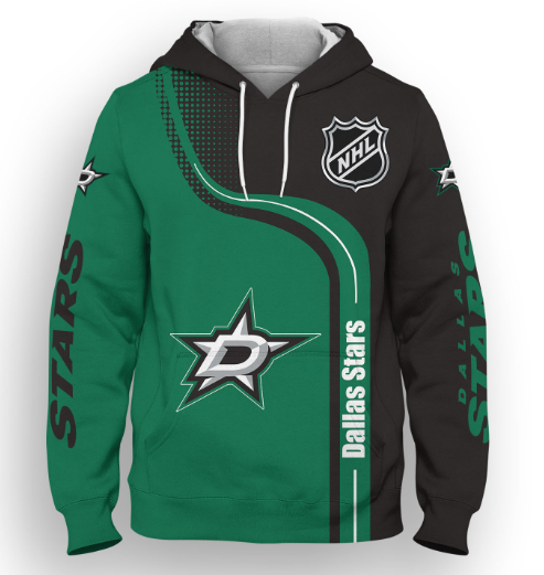 Dallas Stars Half Color 3D Printed Pullover Hoodie