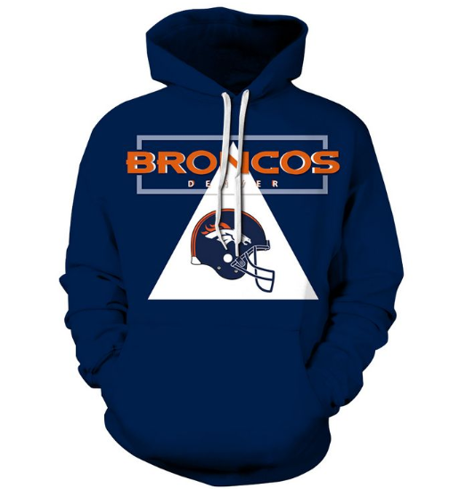 Denver Broncos Blue 3D Printed Pullover Hoodie