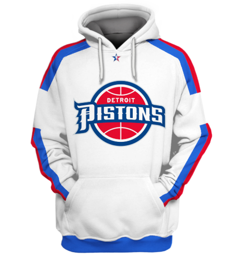 Detroit Pistons White Simple 3D Printed Pullover Hoodie