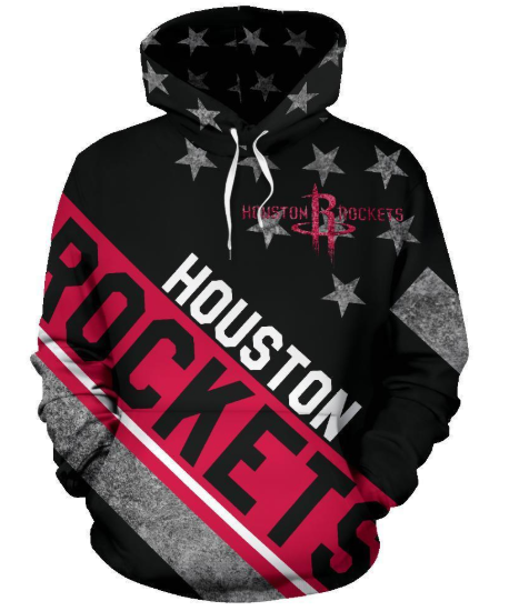 Houston Rockets Stripe With Stars 3D Printed Pullover Hoodie