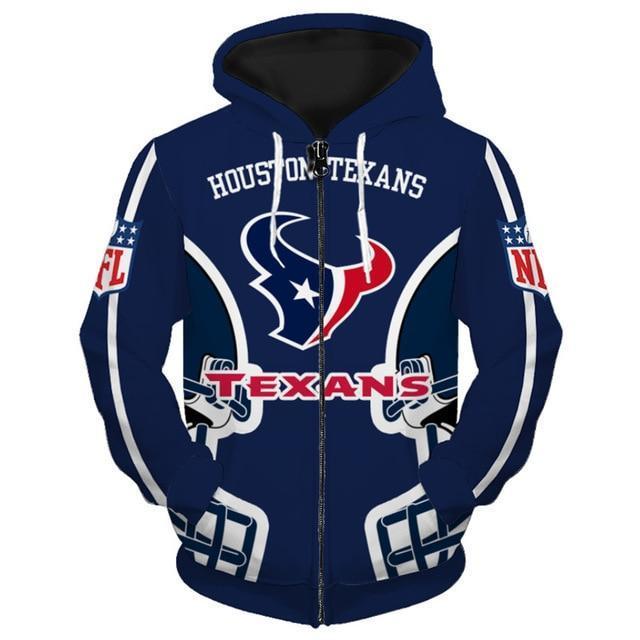 Houston Texans Solid Color 3D Zipper Hoodie Jacket