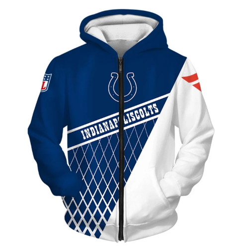 Indianapolis Colts Top Logo 3D Zipper Hoodie Jacket