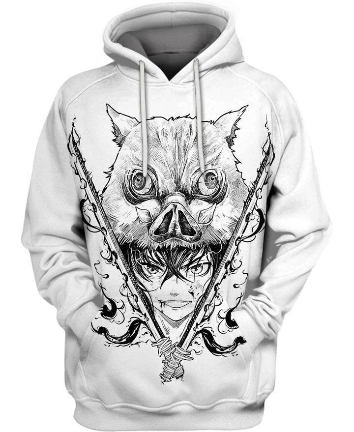 Inosuke Hashibira - Demon Slayer - Kimetsu No Yaiba 3D Pullover Hoodie V3