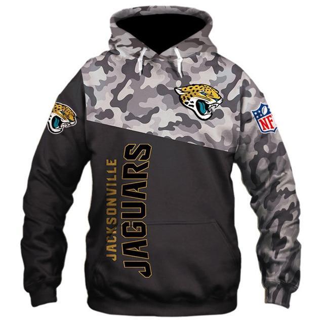 Jacksonville Jaguars Half Camo 3D Pullover Hoodie