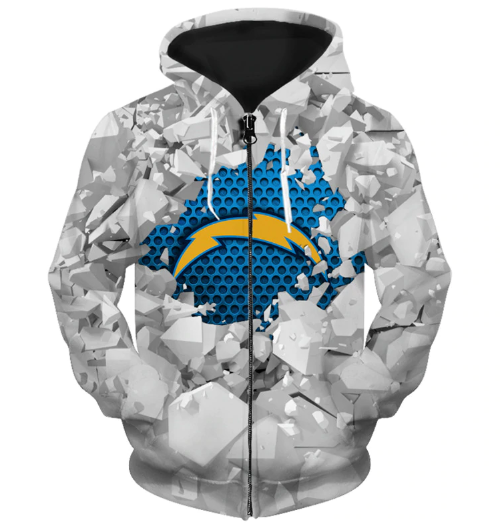 Los Angeles Chargers Beehives Pattern 3D Zipper Hoodie Jacket
