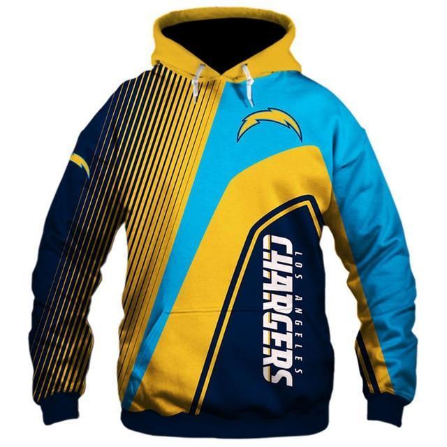 Los Angeles Chargers Hooded Matching Stripe 3D Pullover Hoodie