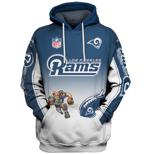 Los Angeles Rams Name In Sleeve 3D Pullover Hoodie