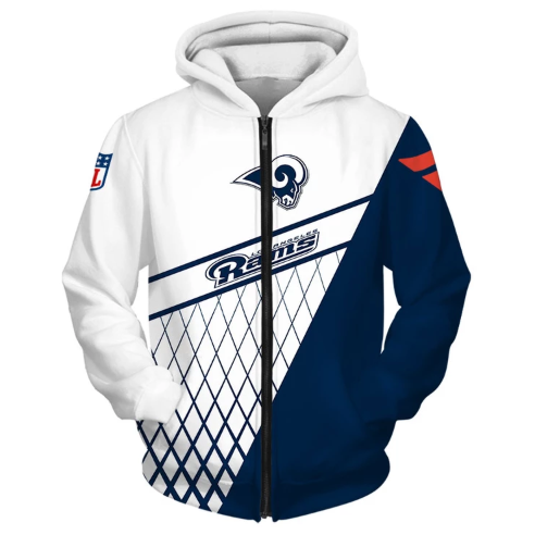 Los Angeles Rams Top Logo 3D Zipper Hoodie Jacket