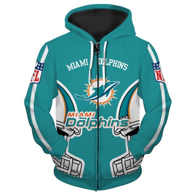 Miami Dolphins Solid Color 3D Zipper Hoodie Jacket