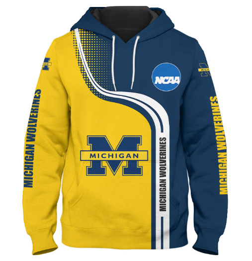 Michigan Wolverines Half Color 3D Printed Pullover Hoodie