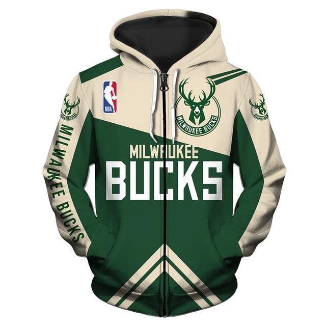 Milwaukee Bucks 3D Zipper Hoodie Jacket
