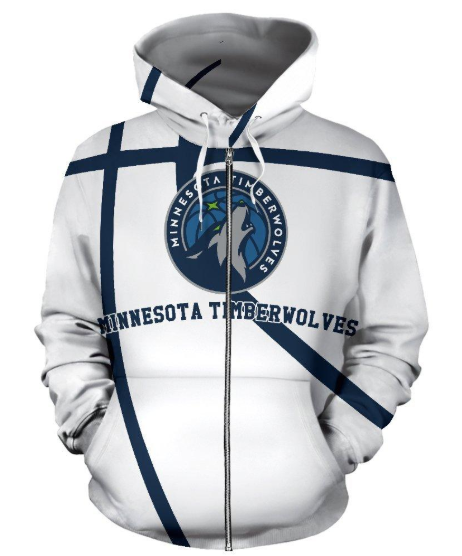 Minnesota Timberwolves Simple 3D Printed Zipper Hoodie Jacket