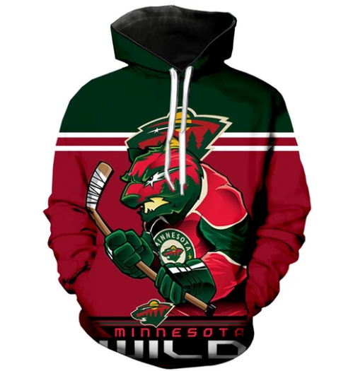 Minnesota Wild Logo 3D Printed Pullover Hoodie