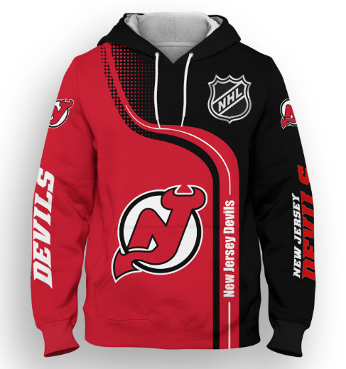New Jersey Devils Half Color 3D Printed Pullover Hoodie
