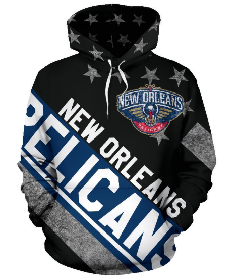 New Orleans Pelicans Stripe With Stars 3D Printed Pullover Hoodie