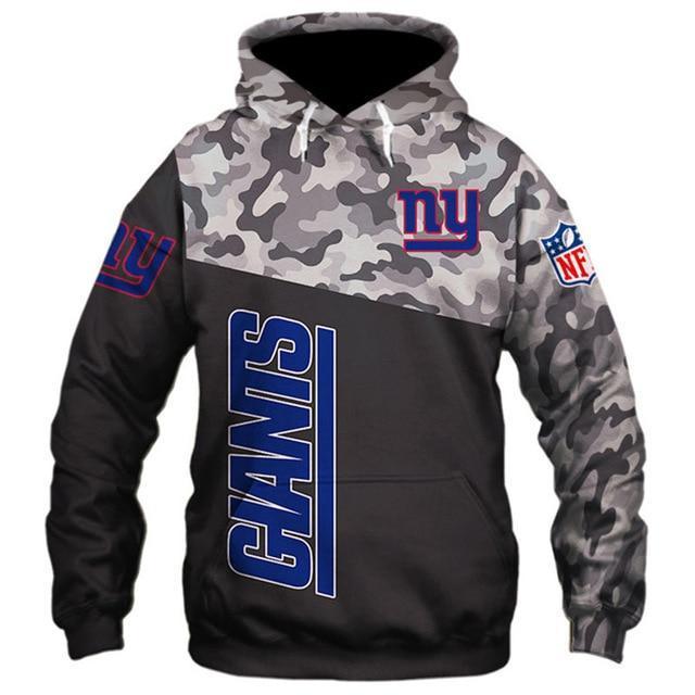 New York Giants Half Camo 3D Pullover Hoodie