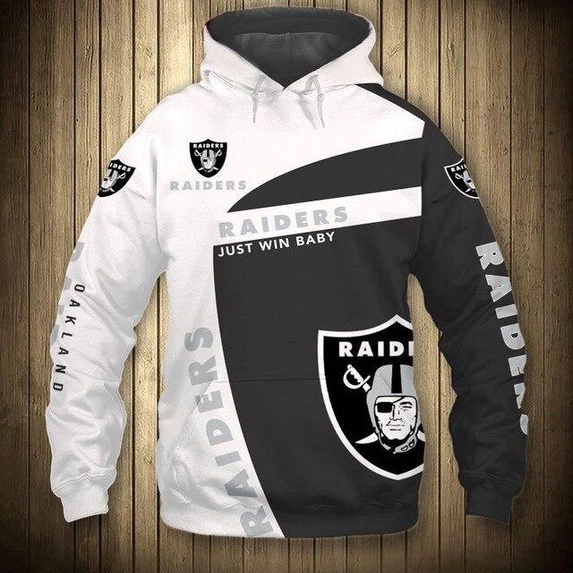 Oakland Raiders White Hood 3D Pullover Hoodie