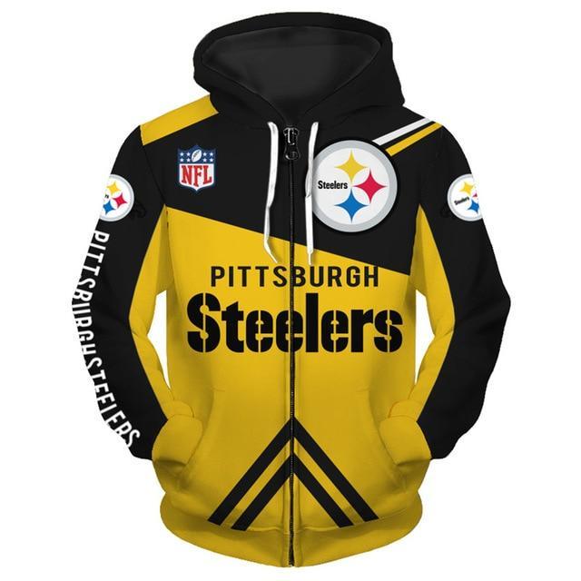 Pittsburgh Steelers 3D Zipper Hoodie Jacket