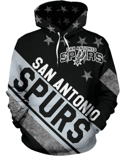 San Antonio Spurs Stripe With Stars 3D Printed Pullover Hoodie