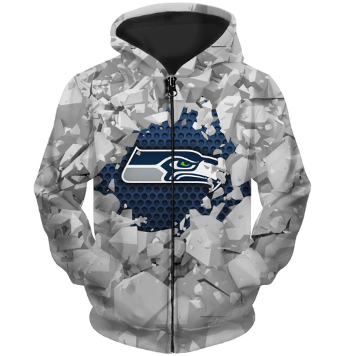 Seattle Seahawks Beehives Pattern 3D Zipper Hoodie Jacket