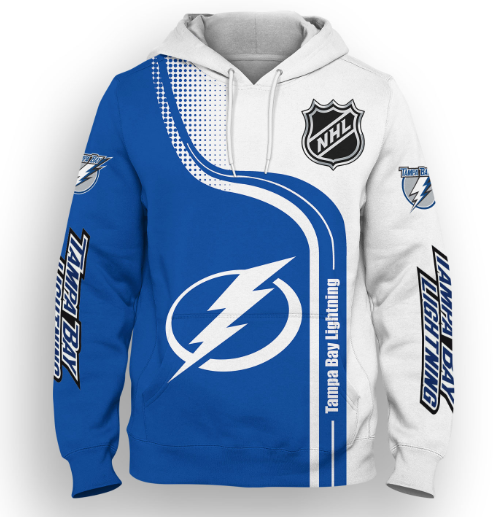 Tampa Bay Lightning Half Color 3D Printed Pullover Hoodie
