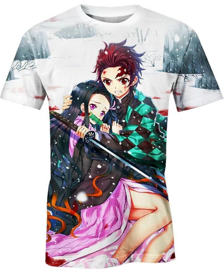 Tanjiro x Nezuko - Demon Slayer - Kimetsu No Yaiba 3D T-Shirt V6