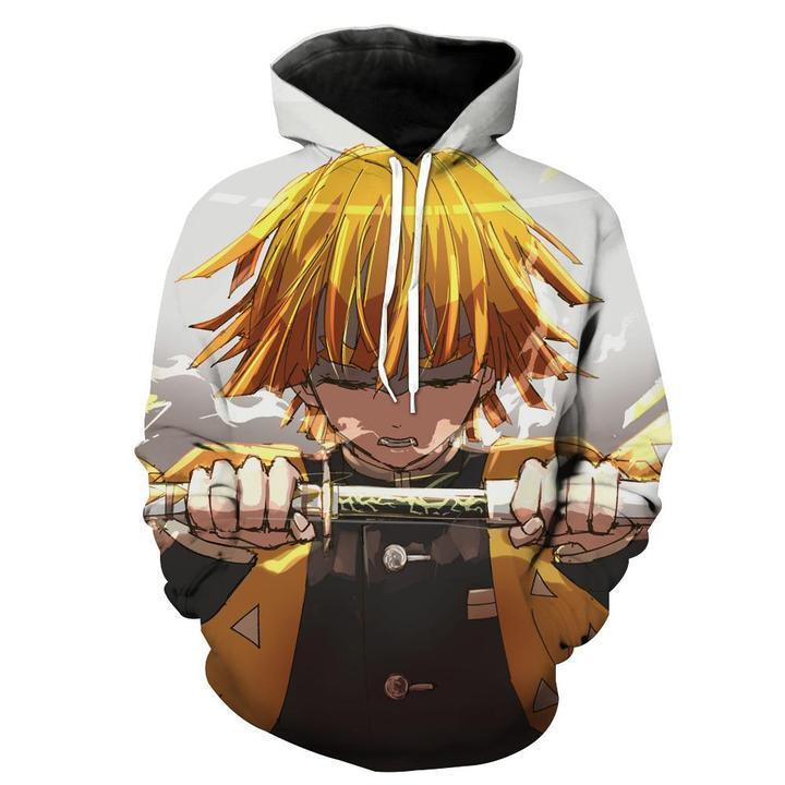 Zenitsu Agatsuma - Demon Slayer - Kimetsu No Yaiba 3D Pullover Hoodie V4